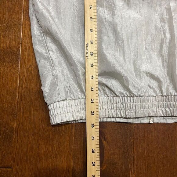 Morgan Square Vintage 80s Nylon Grey White Windbreaker Jacket Full Zip Mens M - Picture 7 of 7